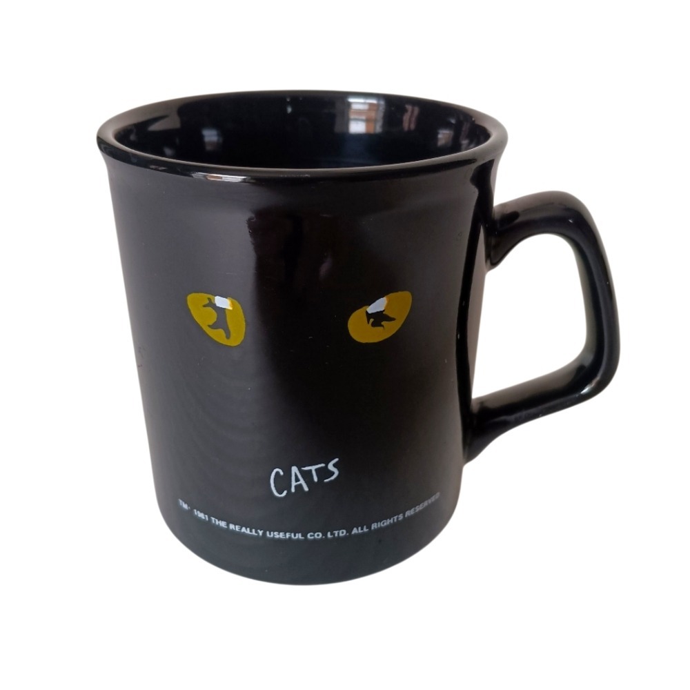 Vintage Cats The Musical Mug 1981 Broadway Souvenir Black Yellow Eyes OS